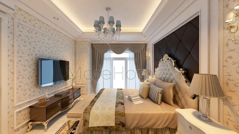Trang trí nội thất phòng ngủ chung cư phong cách tân cổ điển Mẫu thiết kế nội thất chung cư đẹp