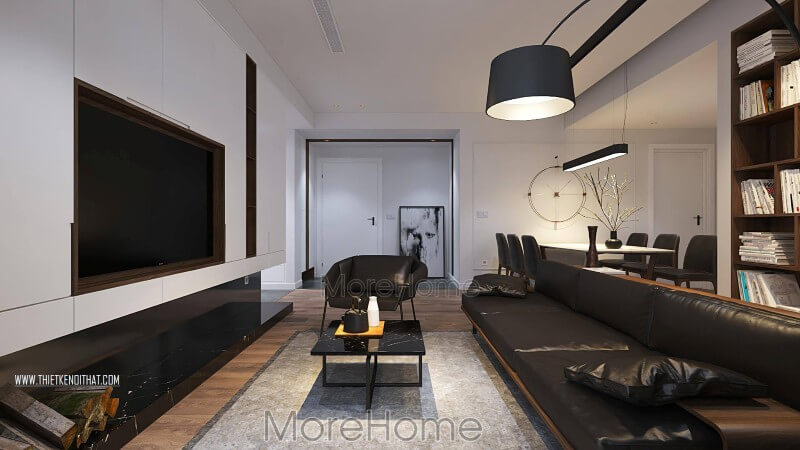 Bộ sofa bọc da thật cao cấp được thiết kế và sản xuất bởi KTS Morehome mang đến vẻ đẹp đẳng cấp cho không gian Mẫu thiết kế nội thất chung cư đẹp