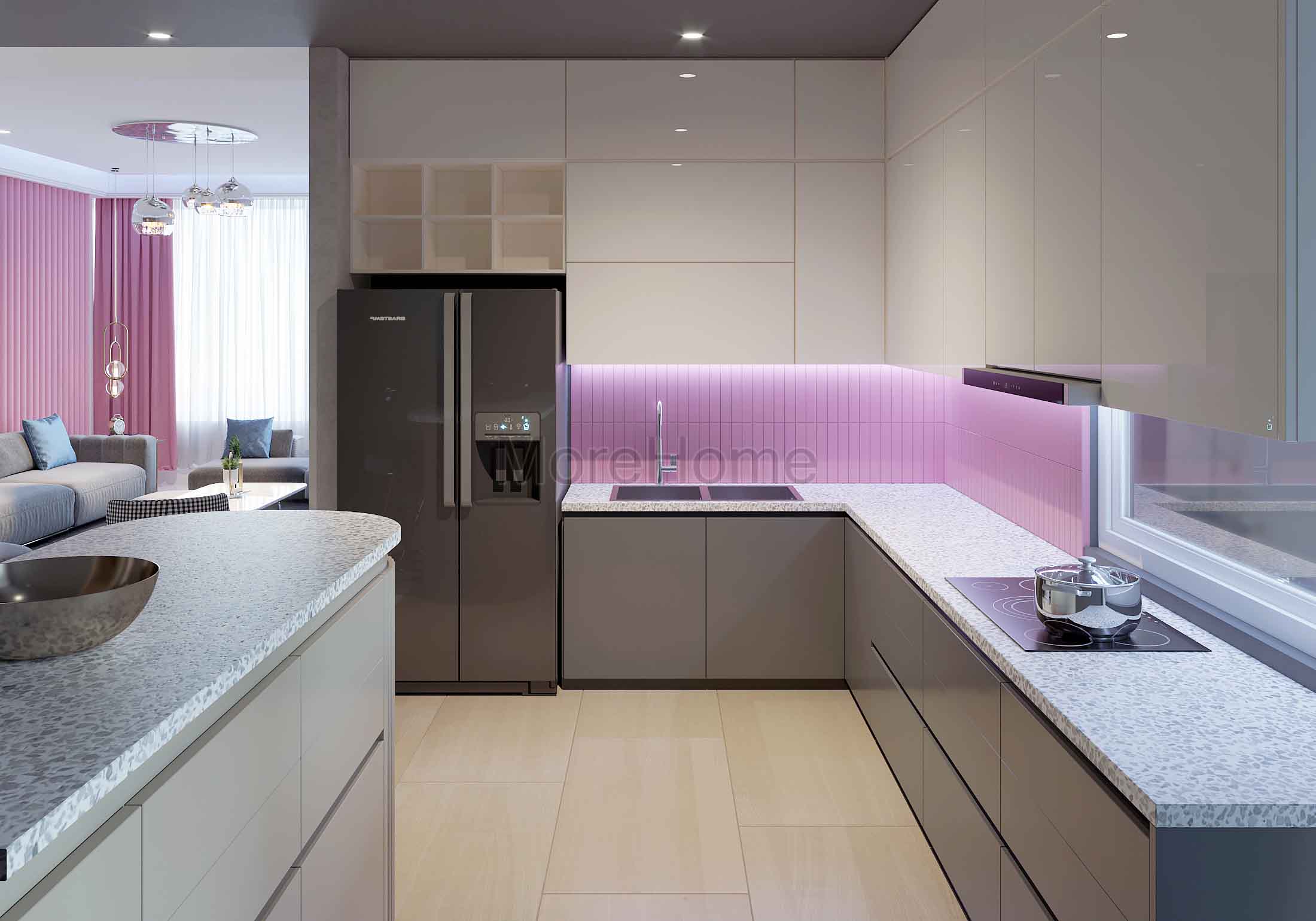 Mẫu tủ bếp gỗ chữ L màu trắng hiện đại, tiện nghi cho người nội trợ Tủ bếp đẹp, sang trọng và đẳng cấp