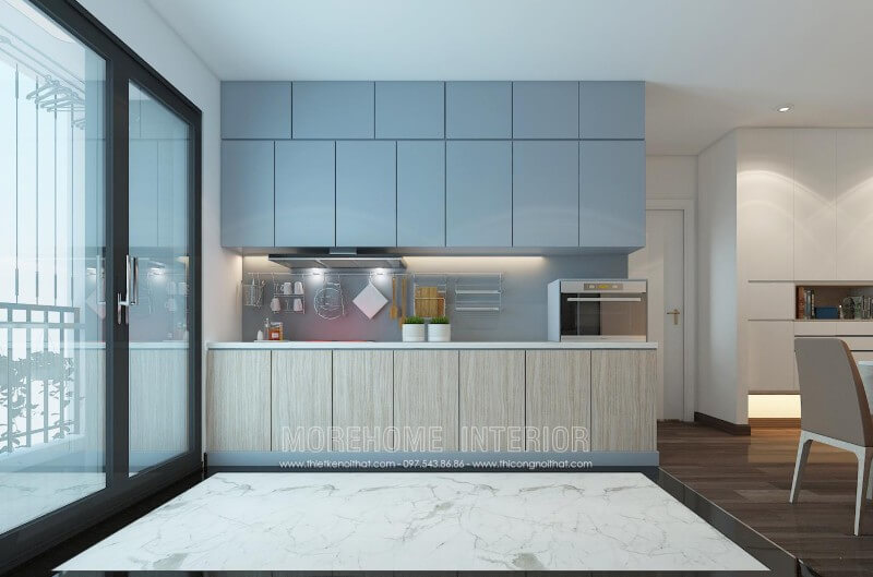 Mẫu tủ bếp gỗ Acrylic với bề mặt được phủ bóng nên khi nhìn vào giống như một chiếc gương. Mang đến một vẻ đẹp hiện đại và sang trọng nhưng vẫn có một chút nét đẹp trẻ trung. Tủ bếp đẹp, sang trọng và đẳng cấp