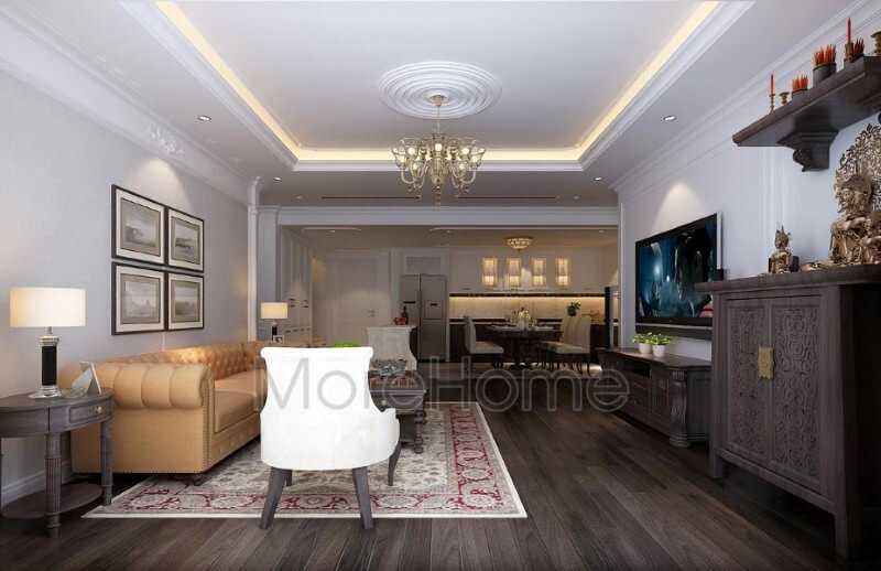 Mẫu thiết kế nội thất phòng khách chung cư cao cấp phong cách tân cổ điển Thiết kế phòng khách chung cư
