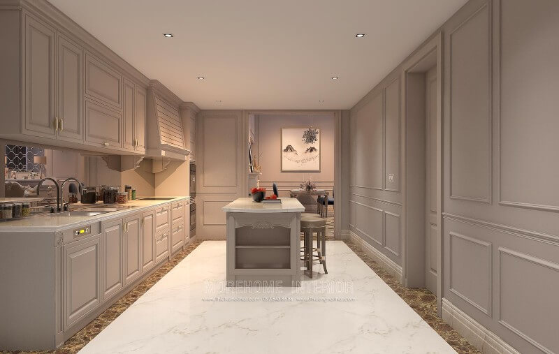 Mẫu thiết kế tủ bếp sang trọng tại căn hộ Penthouse KeangNam cao cấp Thiết kế tủ bếp đẹp