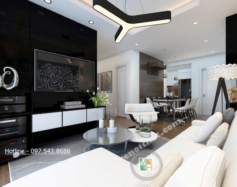 Thiết kế phòng khách chung cư phong cách trẻ trung Mẫu nội thất chung cư hiện đại