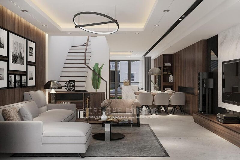 Trang trí nội thất phòng khách liền bếp đẹp sang trọng cho chung cư, biệt thự, nhà phố, nhà liền kề. Thiết kế phòng khách biệt thự