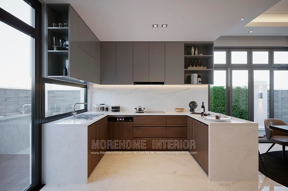 Tủ bếp hiện đại gỗ công nghiệp Tủ bếp hiện đại, tủ bếp chữ u, tủ bếp chữ i, tủ bếp chữ l