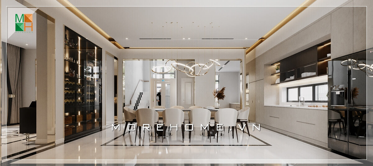 Mẫu thiết kế tủ bếp chữ I bằng gỗ công nghiệp acrylic trắng cao cấp Thiết kế tủ bếp, sản xuất tủ bếp chung cư