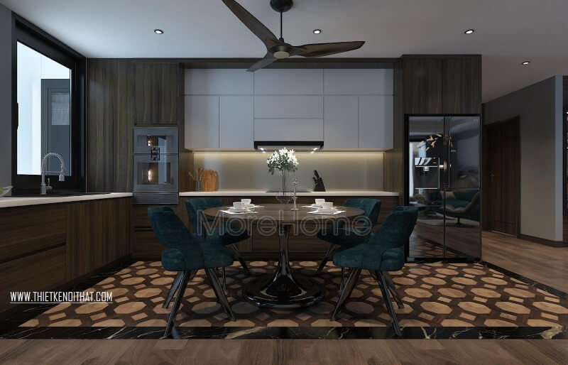 Không gian bếp thiết kế đơn giản, tích hợp nhiều công năng Thiết kế chung cư