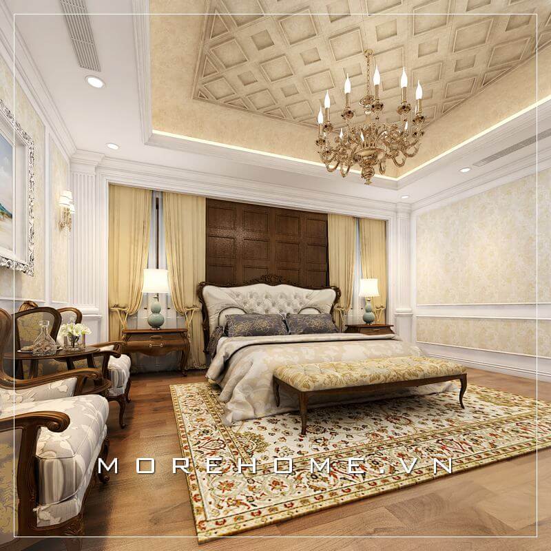 Giường ngủ chung cư tân cổ điển Giường ngủ chung cư tân cổ điển