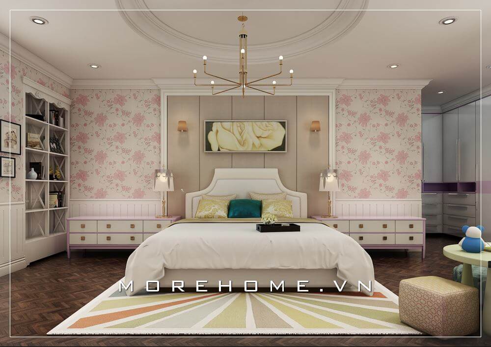 Giường ngủ chung cư tân cổ điển Giường ngủ chung cư tân cổ điển