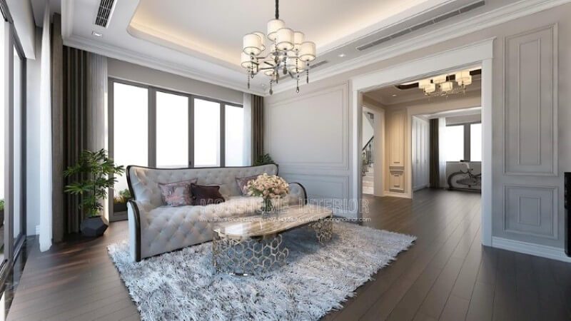 Mẫu sofa văng phong cách tân cổ điển độc đáo, tone màu trắng sữa nhẹ nhàng chủ đạo mang lại cho không gian một không gian sống sang chảnh, tiện nghi và không kém phần nổi bật sofa tân cổ điển