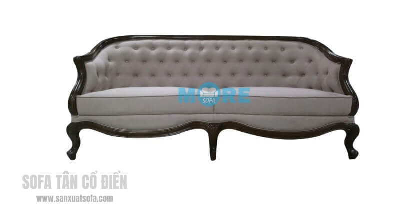 Sofa văng tân cổ điển MS-008 gỗ tự nhiên Óc chó, bọc nỉ nhập khẩu cao cấp cho chung cư, biệt thự đơn giản sofa tân cổ điển