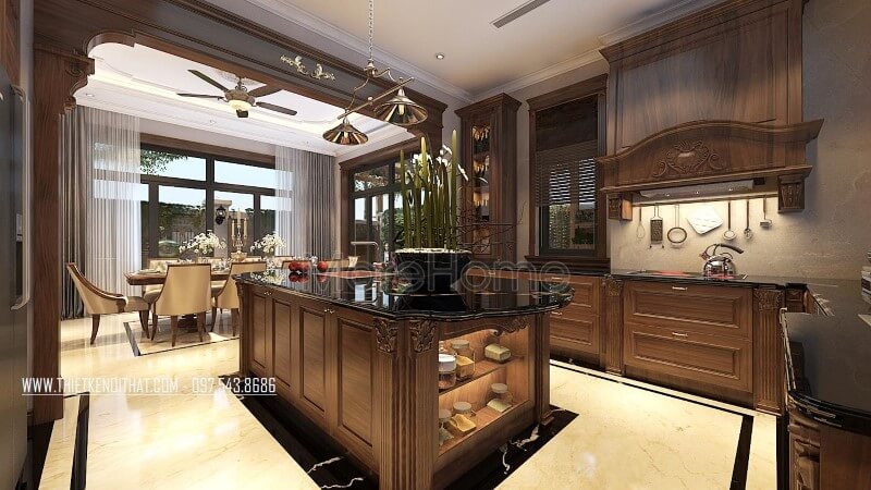 Tủ bếp gỗ óc chó Tủ bếp gỗ óc chó