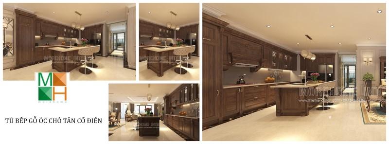 Tủ bếp gỗ óc chó Tủ bếp gỗ óc chó