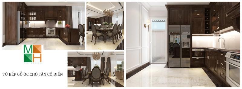 Tủ bếp gỗ óc chó Tủ bếp gỗ óc chó