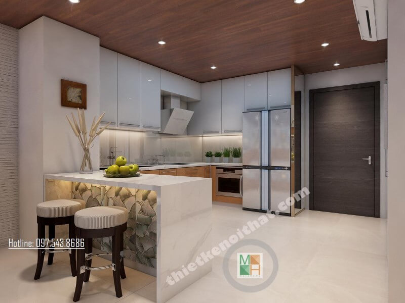 Mẫu tủ bếp hiện đại được lựa chọn cho nhiều căn hộ chung cư nhỏ Tủ bếp chung cư