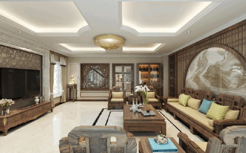 Bố trí nội thất phòng khách sang trọng đẳng cấp tại biệt thự Riverside Nguyễn Duy Trinh Quận 2, Tp. Hồ Chí Minh. Thiết kế nội thất phòng khách biệt thự