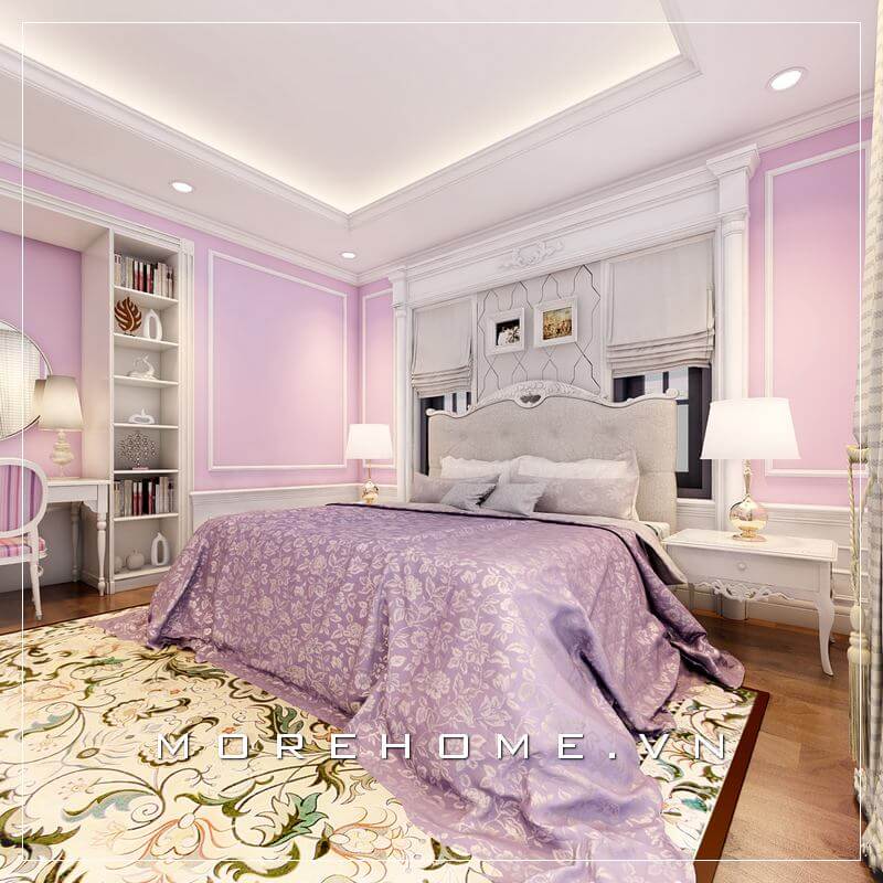 Giường ngủ chung cư tân cổ điển Giường ngủ chung cư tân cổ điển