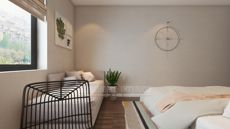 Ghế đôn sofa dài sáng màu thư giãn với thiết kế đơn giản nhưng êm ái sẽ là lựa chọn tuyệt vời cho phòng ngủ hiện đại. Thiết kế phòng ngủ nhà phố