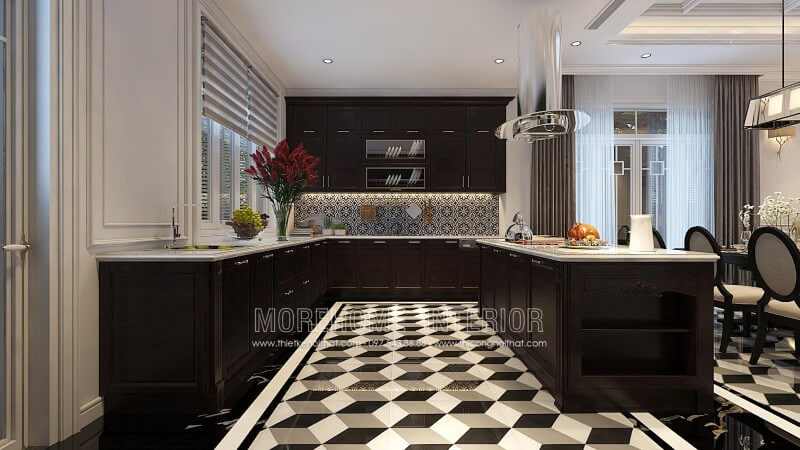 Hệ thống tủ bếp hiện đại với chất liệu gỗ tần bì phun sơn nhập khẩu, kiểu dáng đẹp bắt mắt với đường nét thanh thoát, nhẹ nhàng, màu sắc tự nhiên, tinh tế khiến không gian phòng bếp biệt thự, chung cư cao cấp của bạn vừa hiện đại vừa sang trọng. Thiết kế và sản xuất tủ bếp đẹp