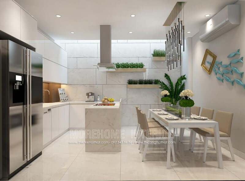 Thiết kế nội thất tủ bếp chung cư nhỏ phong cách hiện đại đầy tinh tế Thiết kế phòng bếp, tủ bếp đẹp