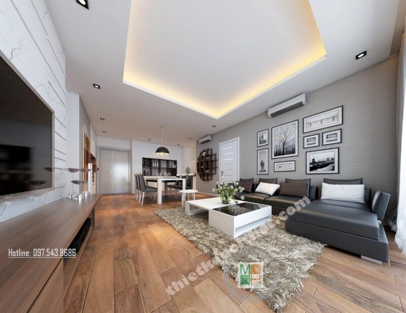 Trang trí nội thất phòng khách chung cư đẹp và ấn tượng hơn với những bộ sofa góc bọc da cao cấp Mẫu thiết kế nội thất chung cư đẹp