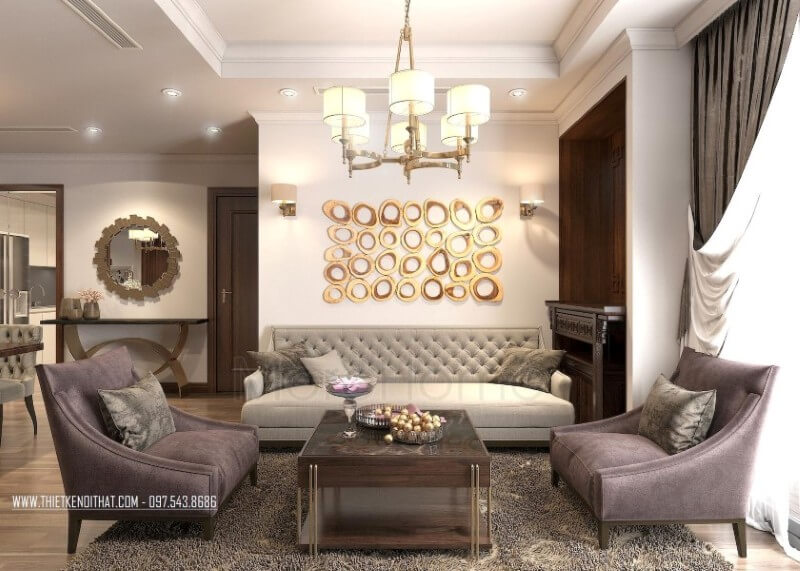 Bộ sofa tân cổ điển được coi như là điểm nhấn của không gian nhà nhỏ. Với lối thiết kế nhẹ nhàng, không quá cầu kì vào từng đường nét sản phẩm, không gian tiếp khách vẫn sang trọng mà đảm bảo thuận tiện tiện cho người sử dụng sofa tân cổ điển