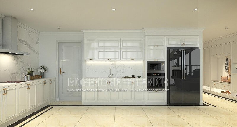 Mẫu thiết kế tủ bếp chung cư Penthouse Tây Hồ gỗ tự nhiên Thiết kế tủ bếp đẹp