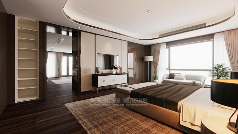 Trang trí nội thất phòng ngủ sang trọng với đồ nội thất gỗ thiết kế chung cư