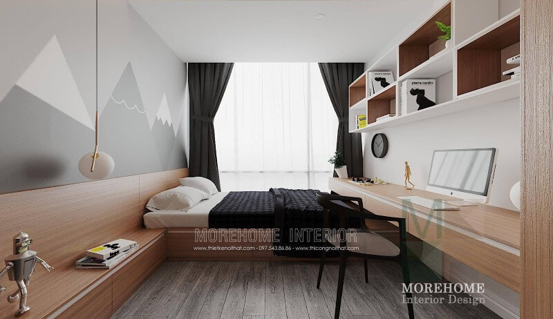 Thiết kế nội thất phòng ngủ phụ chung cư hiện đại Thiết kế chung cư