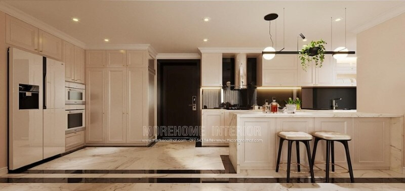 Mẫu tủ bếp chung cư đẹp và ấn tượng mẫu tủ bếp gỗ công nghiệp An Cường