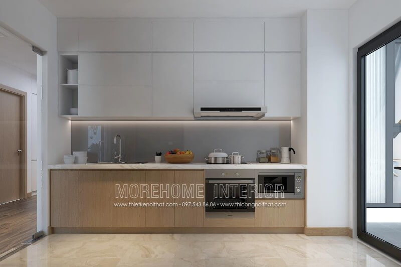 Trang trí nội thất phòng bếp nhà phố với mẫu tủ bếp gỗ hiện đại Thiết kế tủ bếp đẹp