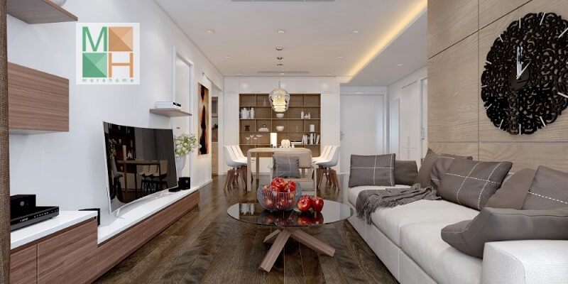 Kệ ti vi treo tường đẹp phù hợp với căn hộ chung cư giúp tiết kiệm kiệm diện tích không gian