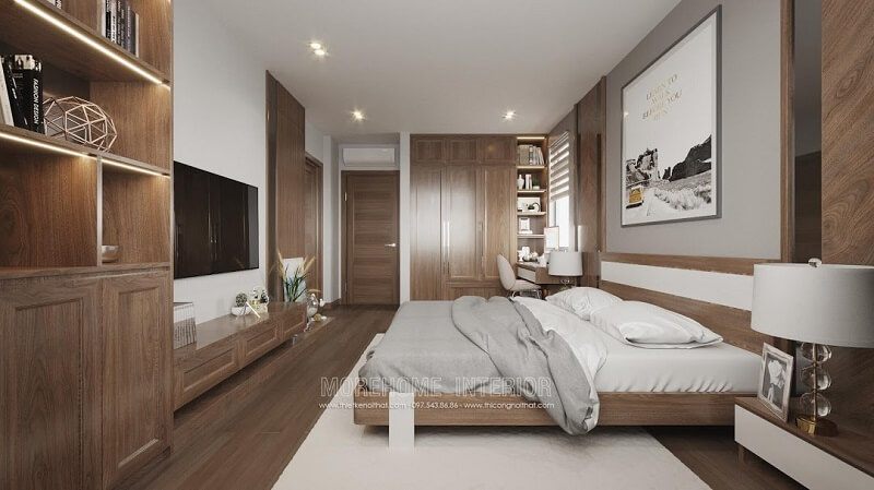 Mẫu kệ ti vi gỗ công nghiêp cao cấp được sử dụng cho phòng ngủ gia chủ