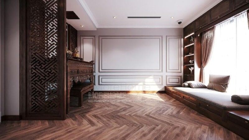 Trang trí nội thất phòng thờ phong thủy đẹp, trang trọng.