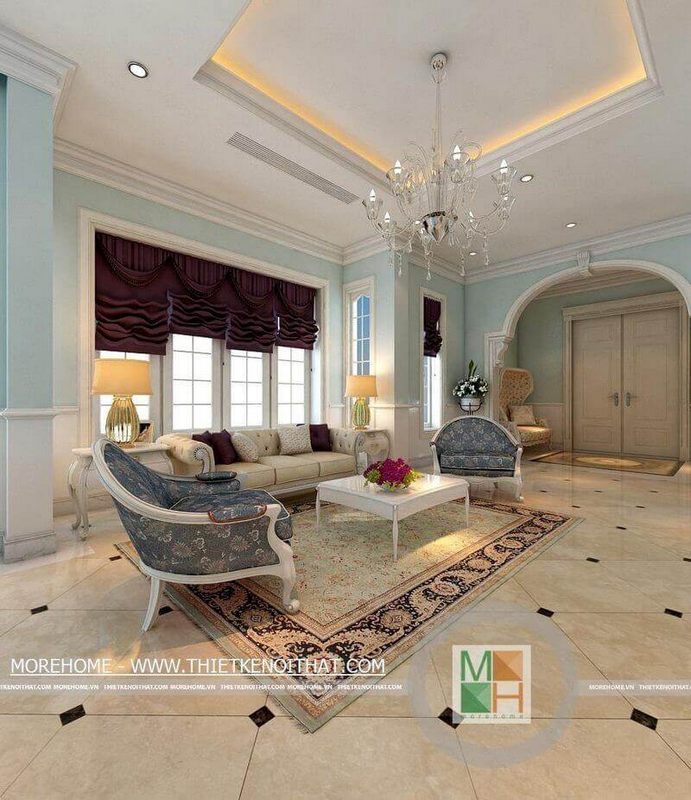 Mẫu sofa tân cổ điển với họa tiết ấn tượng, độc đáo cho phòng khách