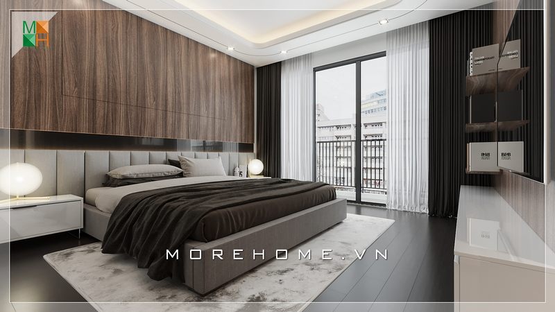 Mẫu giường ngủ bọc nệm đầu giường rất hiện đại và tiện nghi tăng vẻ sang trọng cho căn phòng ngủ.