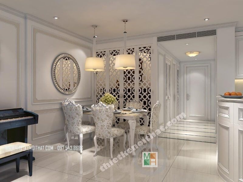 Gương trang trí được coi như là điểm nhấn nổi bật cho không gian dùng bữa thêm thú vị và ấm cúng hơn