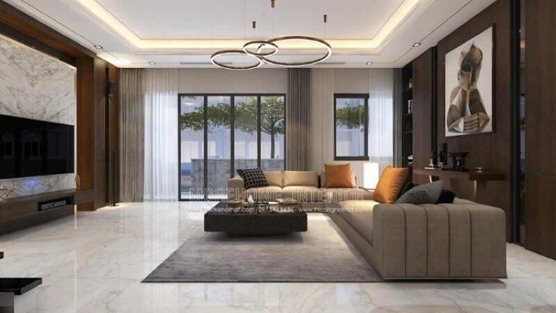 Mẫu sofa góc hình chữ L đẹp khi được đặt đúng vị trí và đúng khung cảnh, bạn có thể tham khảo ý tưởng trong mẫu trang trí nội thất biệt thự Parkcity hay nhiều hơn nữa tại website Morehome: thietkenoithat.com