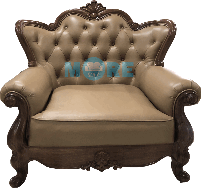 Thiết kế và sản xuất Sofa đơn Tân cổ điển MS-005 sang trọng gỗ tự nhiên Óc chó, bọc da thật nhập khẩu cao cấp tại chung cư Mandarin, Hà Nội.