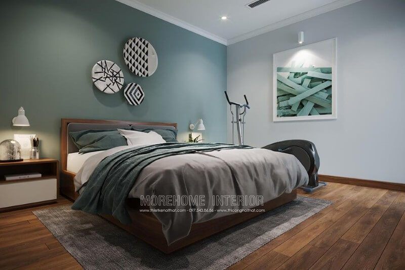 Thiết kế phòng ngủ con hiện đại, năng động với màu sắc và thiết bị tập gym