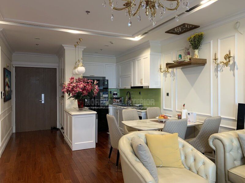 Thi công nội thất gỗ phòng khách chung cư Vinhomes Nguyễn Chí Thanh