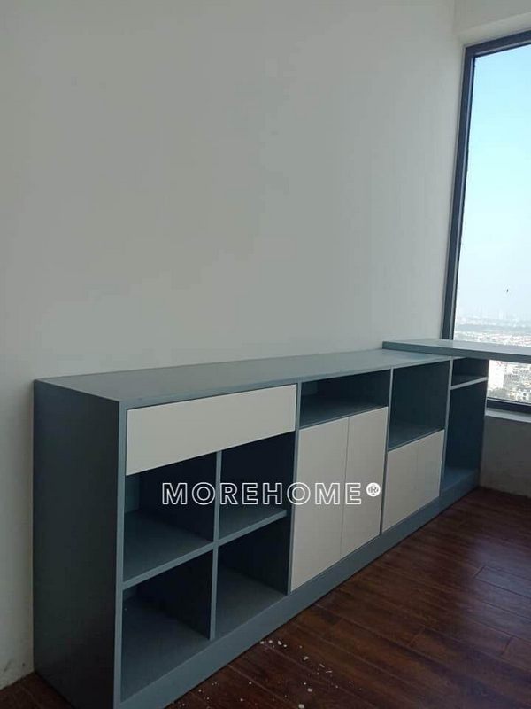 Tủ gỗ màu xanh phối cánh tủ màu trắng nhẹ nhàng đáng yêu