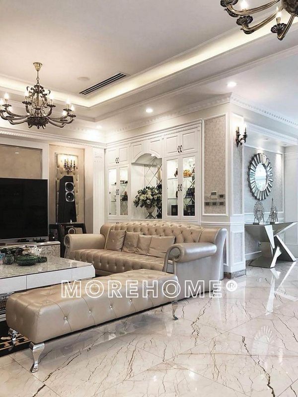 Thi công nội thất phòng khách cao cấp, sang trọng tại biệt thự Ciputra Hà Nội