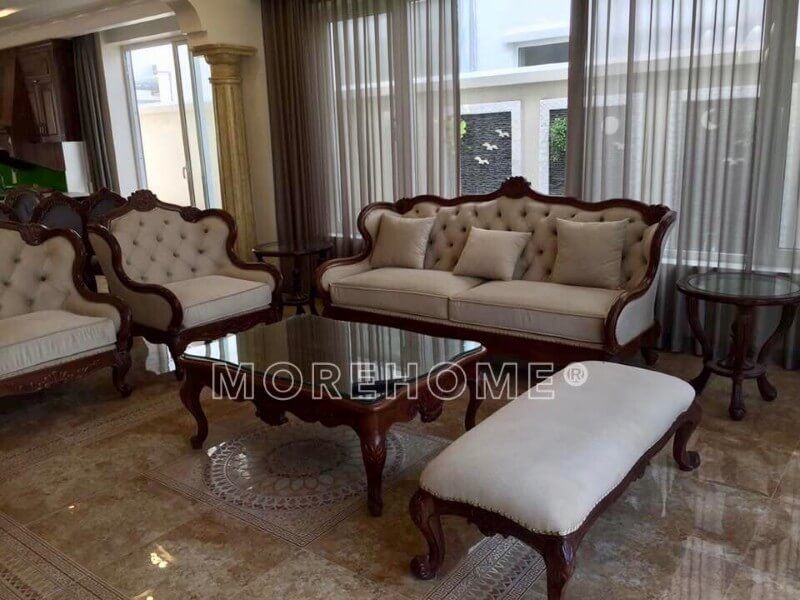 Công trình thi công đồ nội thất tân cổ điển đẹp, sang trọng cho phòng khách biệt thự FLC Thanh Hóa