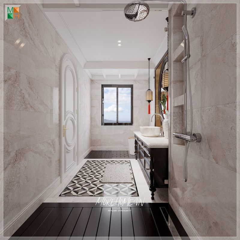 Bàn đá lavabo sở hữu vẻ ngoài sáng bóng góp phần giúp không gian phòng tắm trở nên ấn tượng và tiện nghi hơn trong mắt người nhìn.