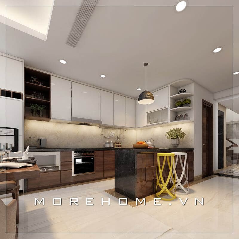 Thiết kế chung cư đẳng cấp với + 20 mẫu tủ bếp màu nâu 2022-2025
