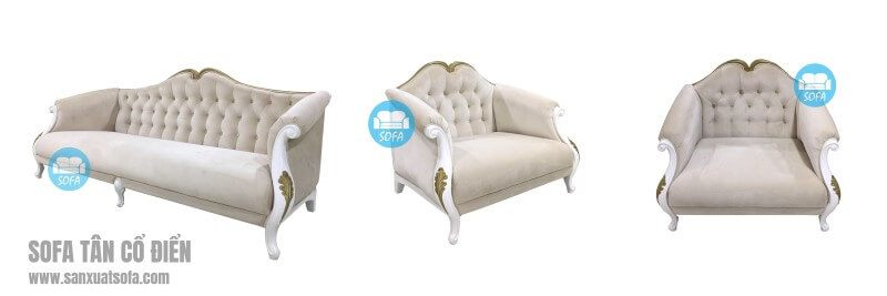 Sofa Tân cổ điển bọc nỉ với nhiều kiểu dáng, màu sắc làm hài lòng mọi khách hàng