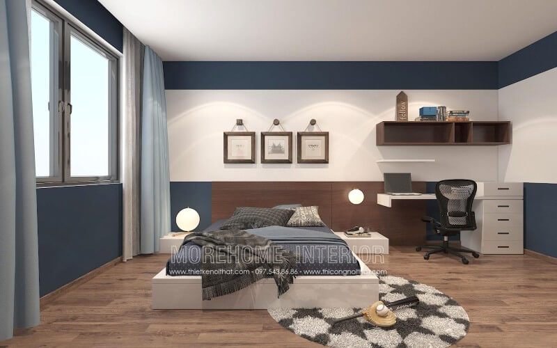 Giường ngủ gỗ công nghiệp màu trắng giá rẻ sẽ kết hợp hài hòa với các nội thất khác sẽ tạo nên sự sang trọng và tiện nghi nhất cho gia chủ