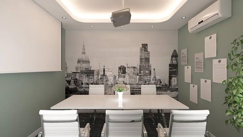 Thiết kế nội thất phòng họp văn phòng đẹp với bàn ghế sử dụng gỗ công nghiệp cao cấp