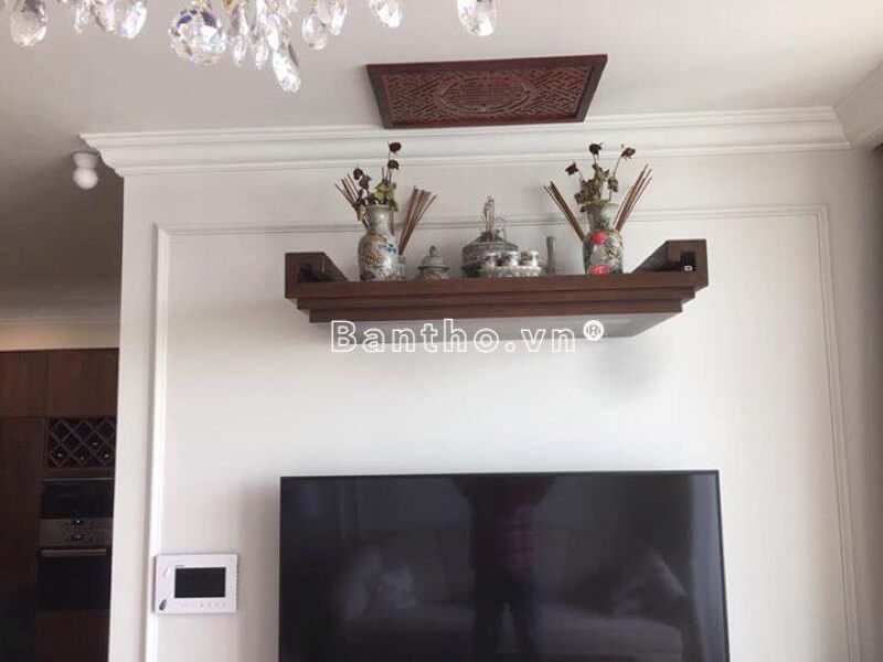 Nhận sản xuất , đặt đóng bàn thờ treo tường bằng gỗ óc chó cao cấp tại Hà Nội, Hải Phòng.